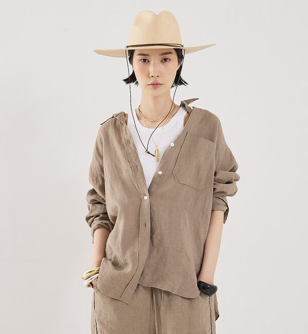 The Store by C' 「【COCUCA】リネンシャツ」|シャツ・ブラウス|ダークベージュ