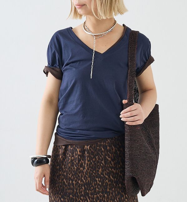 The Store by C' 「【COCUCA】Vネックカットプルオーバー」|Tシャツ・カットソー|ネイビー