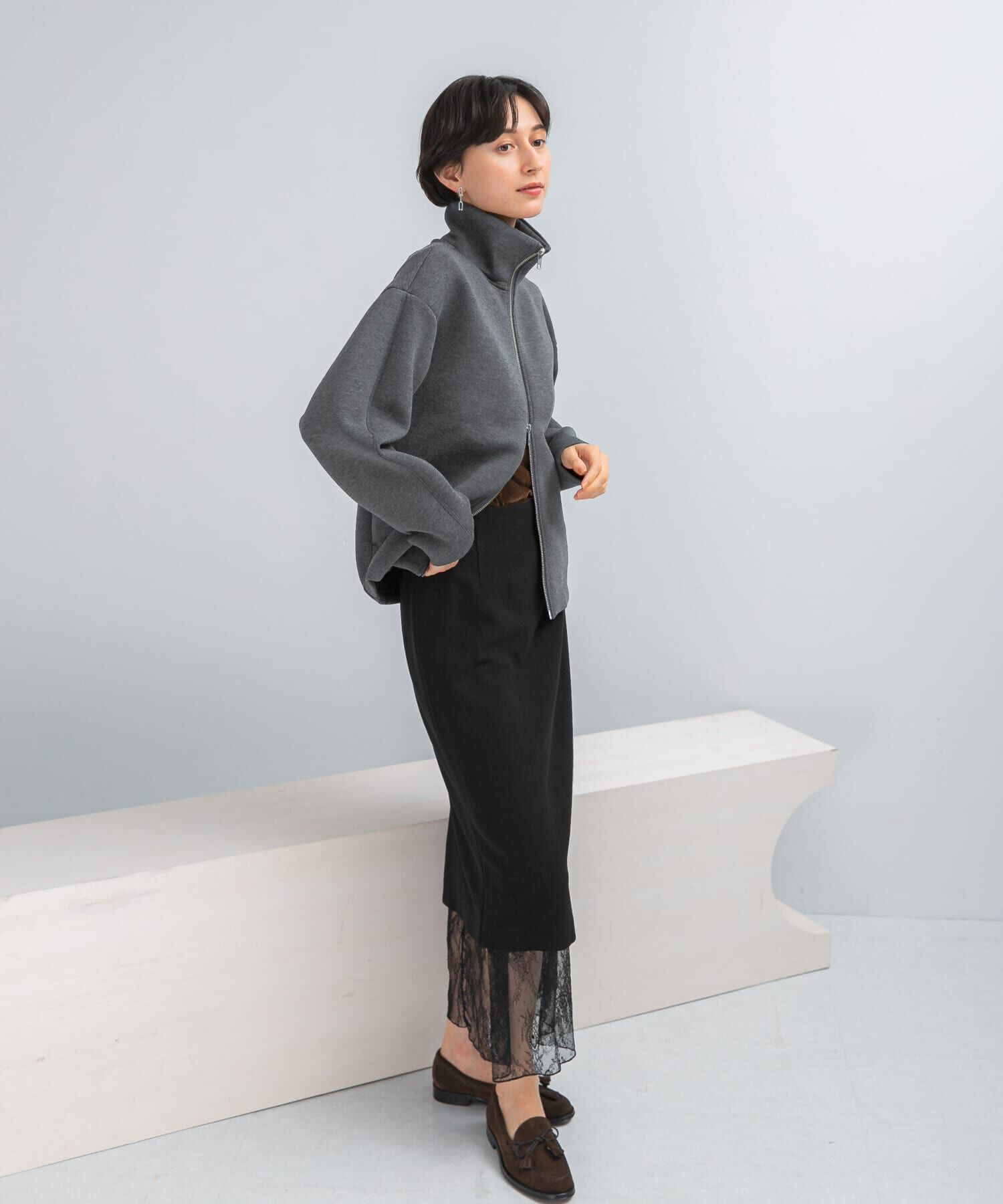 URBAN RESEARCH ROSSO「『WEB限定』刺繍スタンドダンボールブルゾン」|ノーカラーコート|