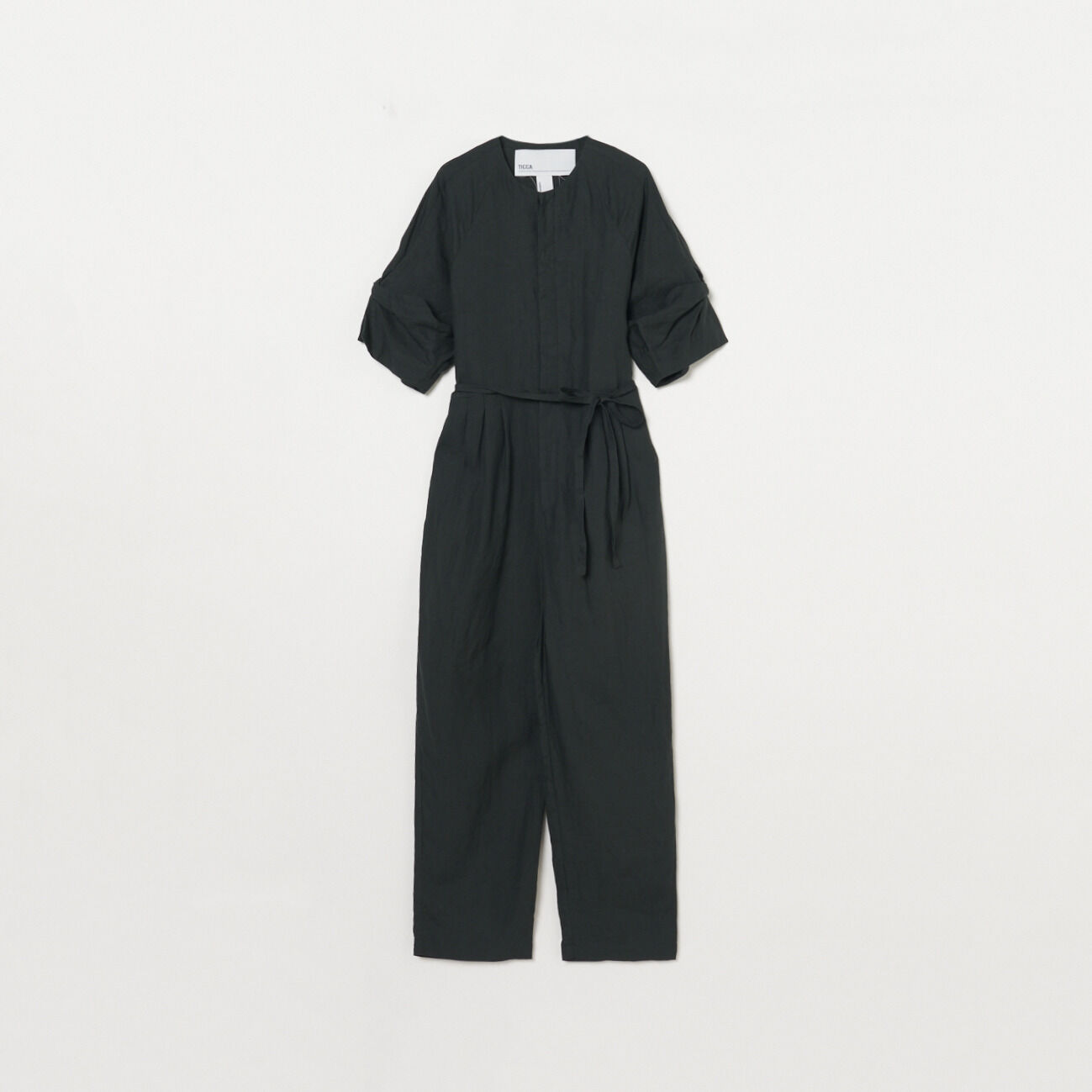 「TICCA LINEN TWIST SLV COMBINAISON」|オールインワン|カーキ
