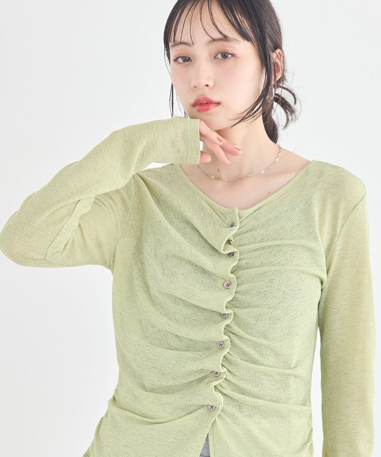 earth music&ecology「シアーワッフルタックボタントップス」|Tシャツ・カットソー|