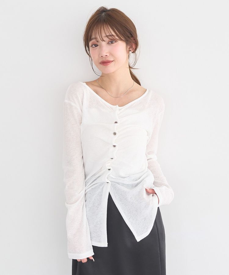 earth music&ecology「シアーワッフルタックボタントップス」|Tシャツ・カットソー|