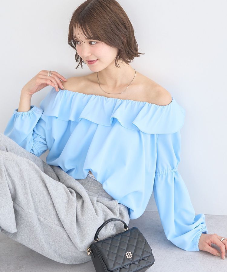 earth music&ecology「2wayオフショルバルーンヘムフリルブラウス」|シャツ・ブラウス|