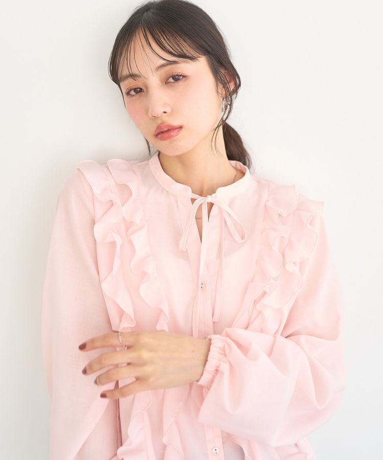 earth music&ecology「フリルリボンブラウス」|シャツ・ブラウス|Pink
