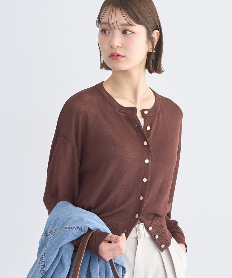 earth music&ecology「【接触冷感】ボタンアソートクルーネックカーディガン」|カーディガン|Brown