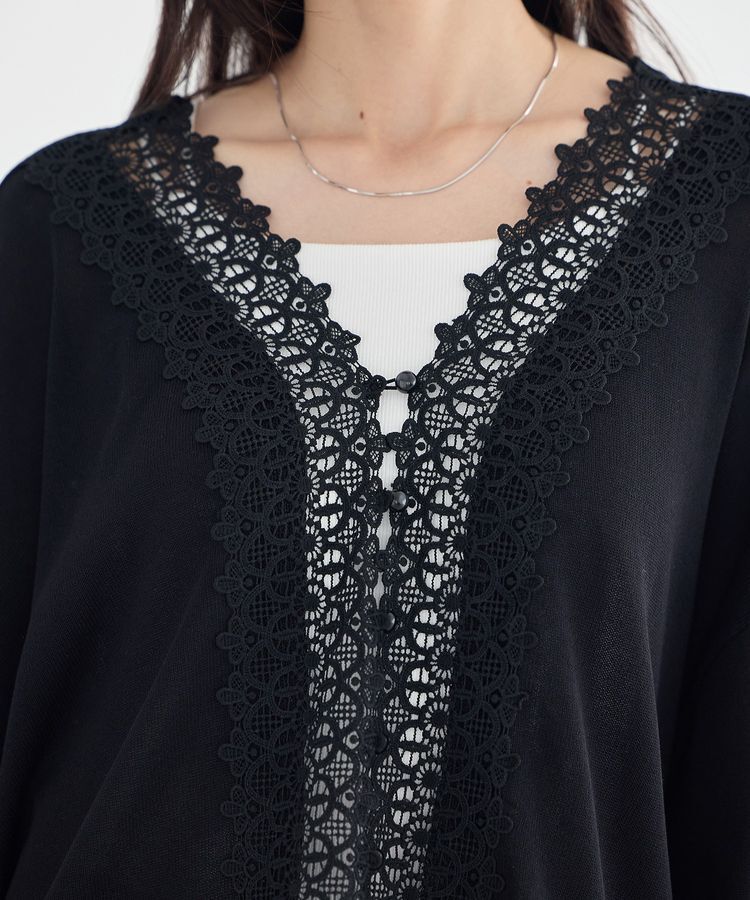 earth music&ecology「【接触冷感・UVカット】レーストリムシアーニットカーディガン」|カーディガン|