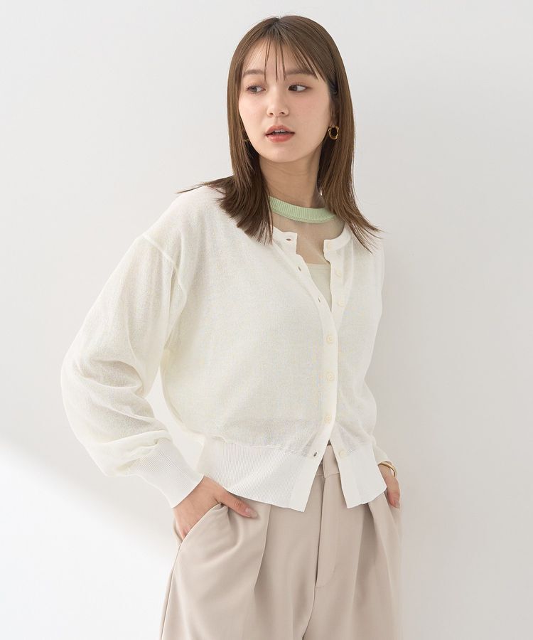 earth music&ecology「【WEB限定】接触冷感シアークルーニットカーディガン」|カーディガン|
