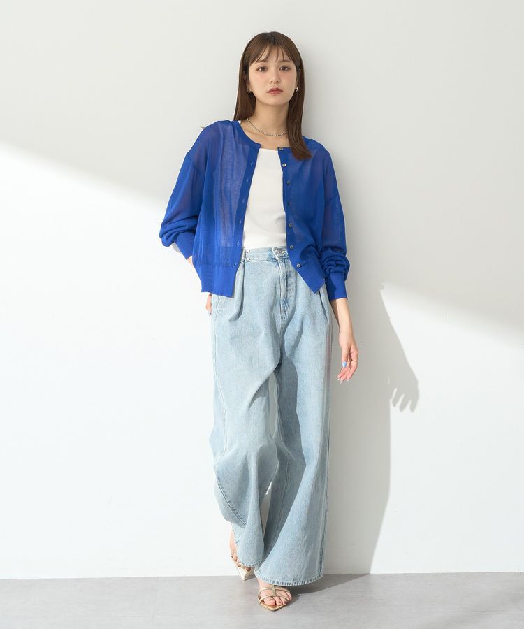 earth music&ecology「【WEB限定】接触冷感シアークルーニットカーディガン」|カーディガン|