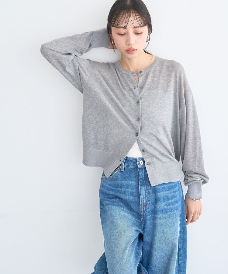earth music&ecology「【WEB限定】接触冷感シアークルーニットカーディガン」|カーディガン|