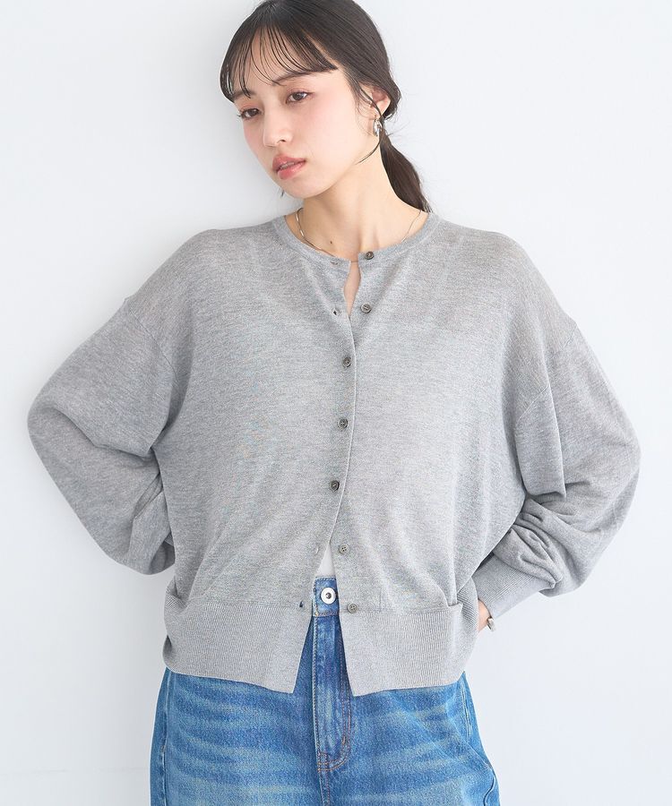 earth music&ecology「【WEB限定】接触冷感シアークルーニットカーディガン」|カーディガン|