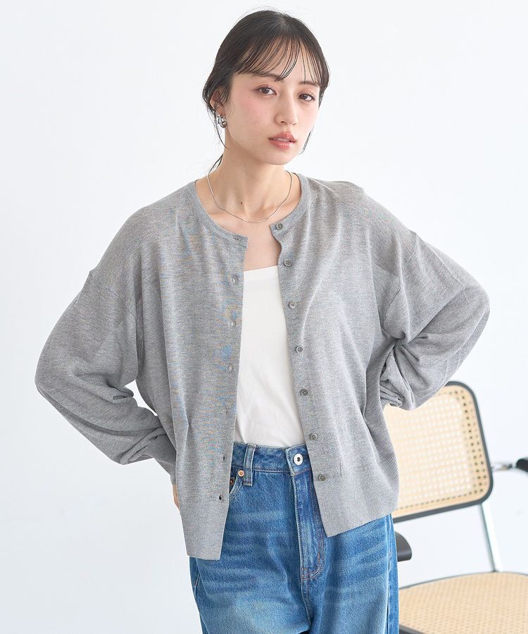 earth music&ecology「【WEB限定】接触冷感シアークルーニットカーディガン」|カーディガン|