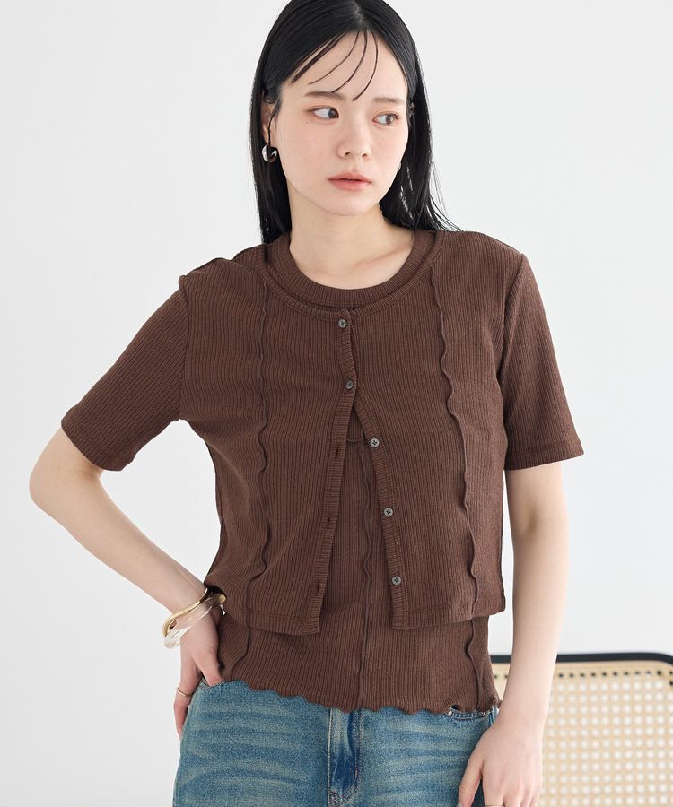 earth music&ecology「SET2点メロータンク＋カーディガン」|カーディガン|Brown