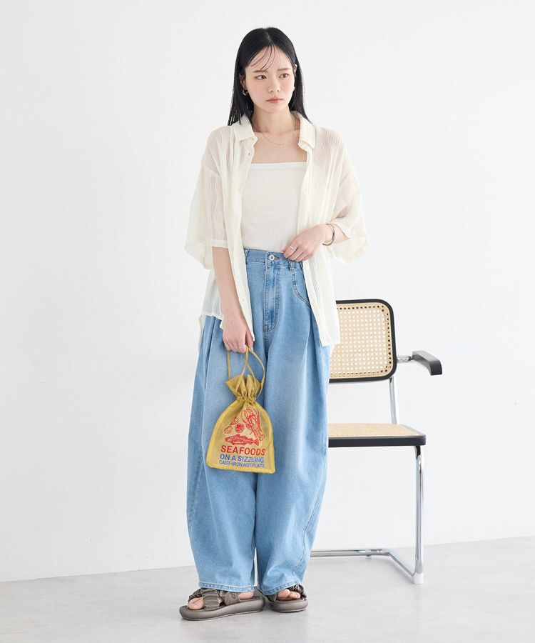 earth music&ecology「刺繍チュール巾着」|ポーチ|