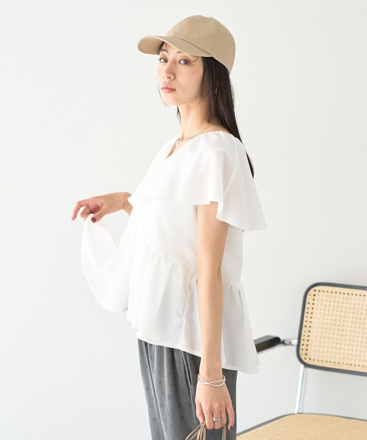 earth music&ecology「ラッフルカラーペプラムカットブラウス」|シャツ・ブラウス|