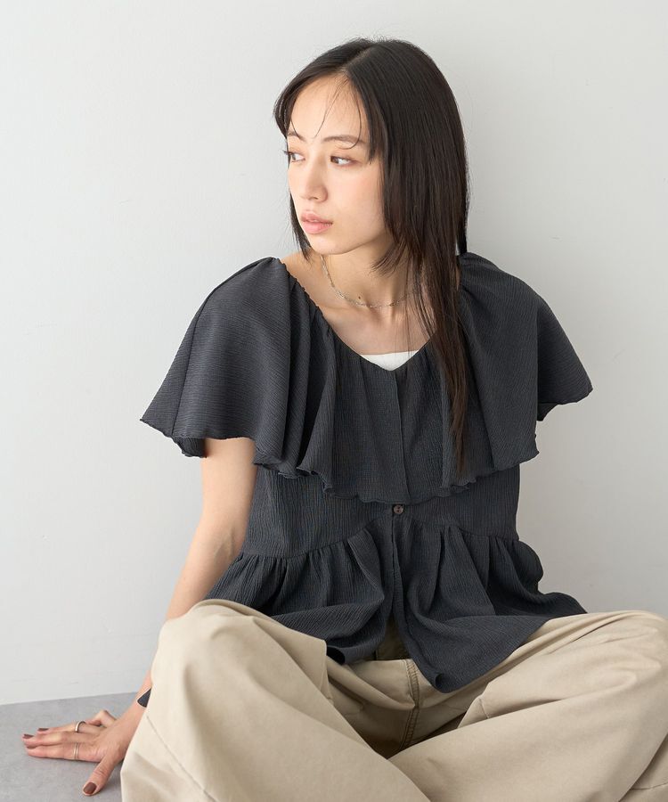 earth music&ecology「ラッフルカラーペプラムカットブラウス」|シャツ・ブラウス|