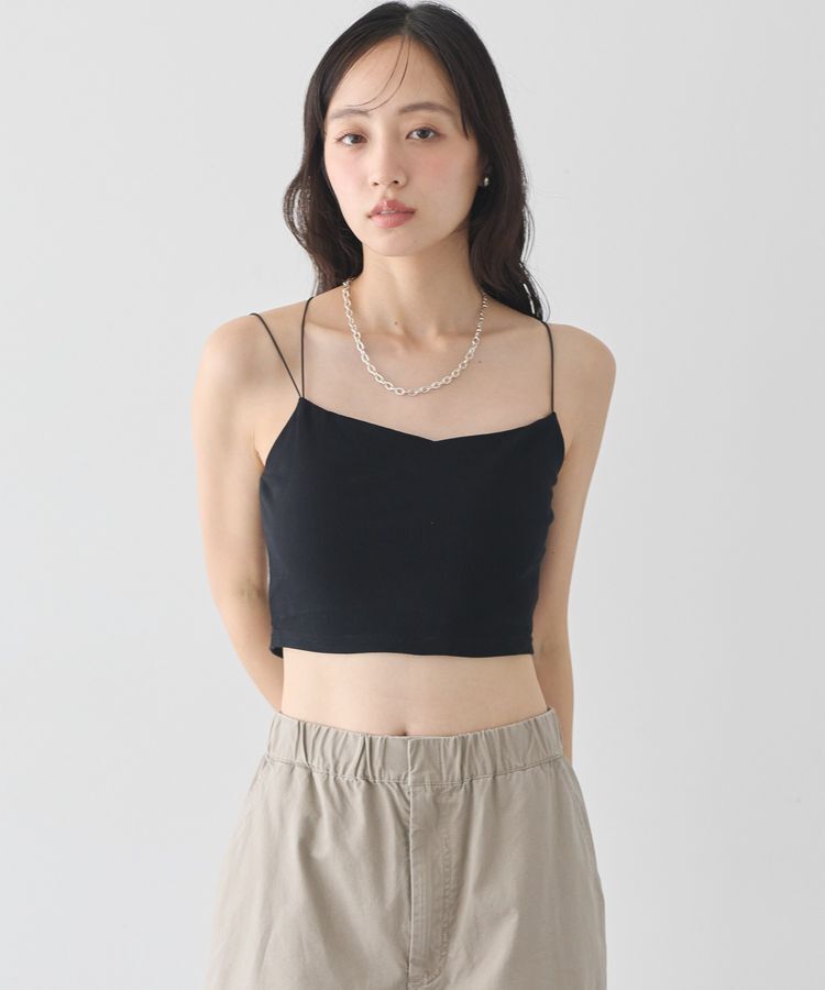 earth music&ecology「【接触冷感・抗菌防臭】カップ付ショート丈キャミソール」|インナー|Black
