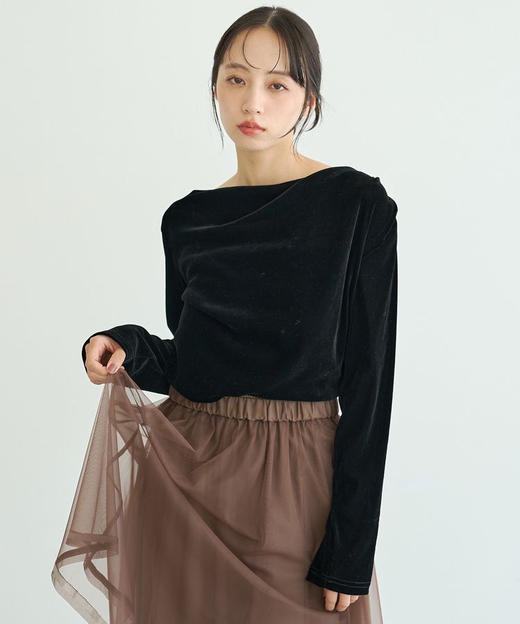 earth music&ecology「ドレープカットチュールフロッキープルオーバー」|Tシャツ・カットソー|