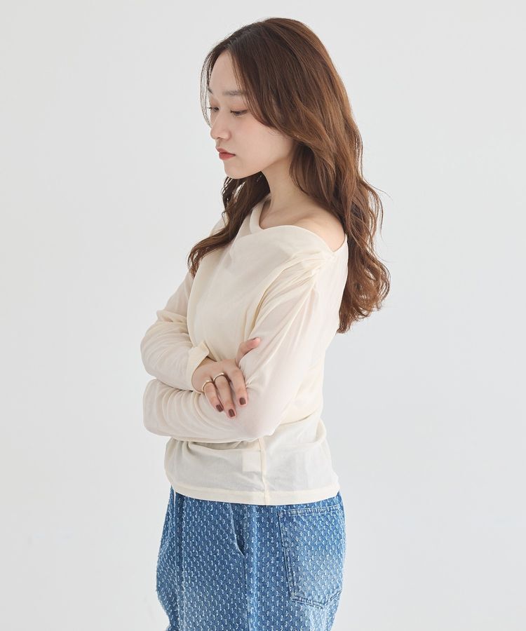 earth music&ecology「ドレープカットチュールフロッキープルオーバー」|Tシャツ・カットソー|