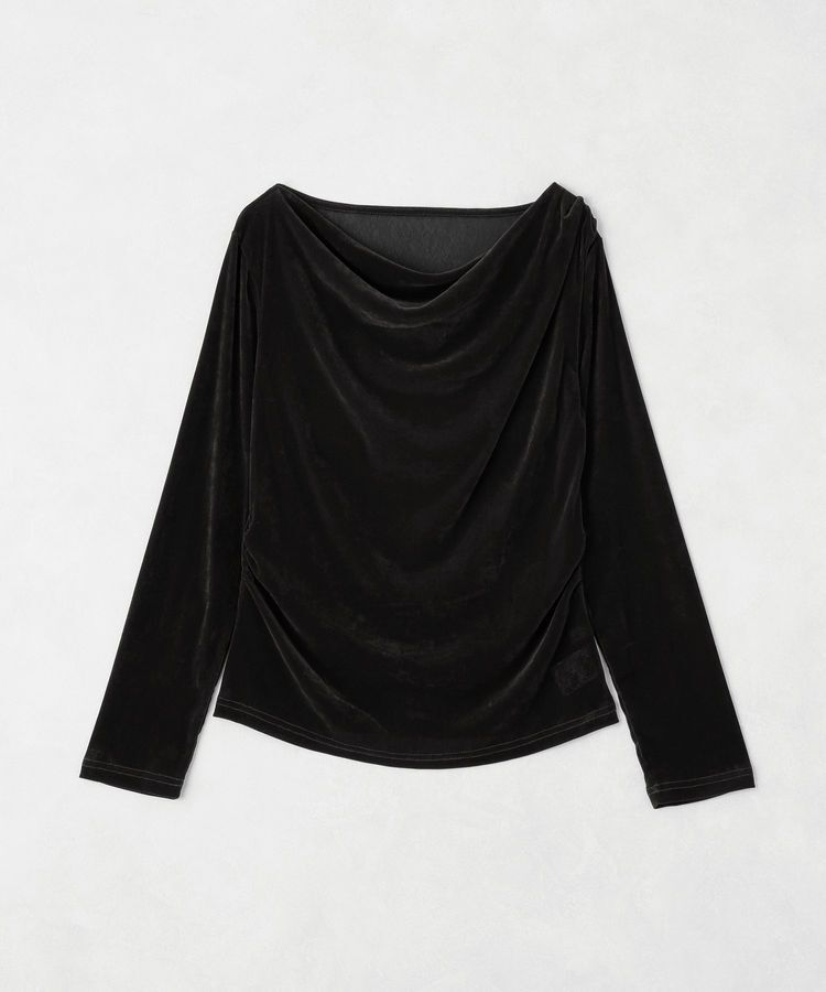 earth music&ecology「ドレープカットチュールフロッキープルオーバー」|Tシャツ・カットソー|Black