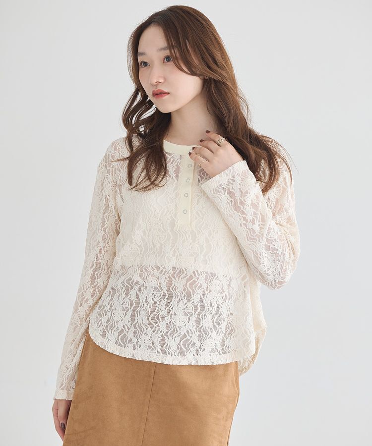 earth music&ecology「レースヘンリープルオーバー」|Tシャツ・カットソー|