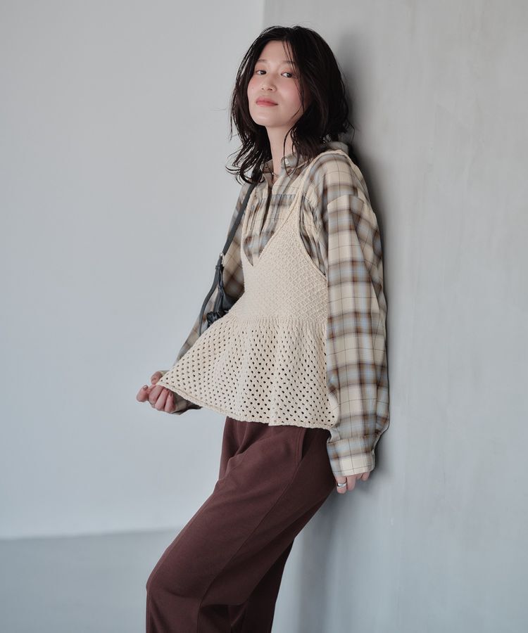 Green Parks「ペプラムニットキャミベスト」|ベスト・ジレ|