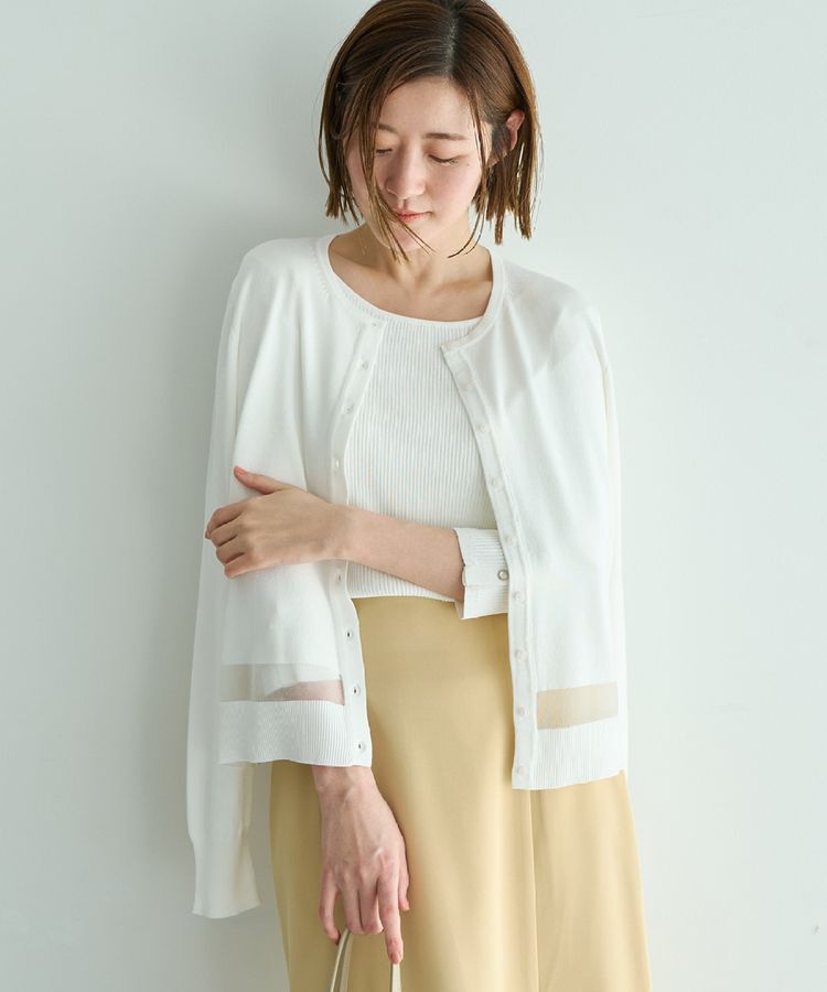YECCA VECCA「シアーMIXカーディガン」|カーディガン|Off White