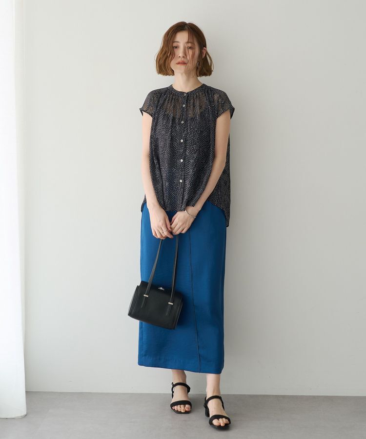 YECCA VECCA「シャイニーツイルナロースカート」|タイト|