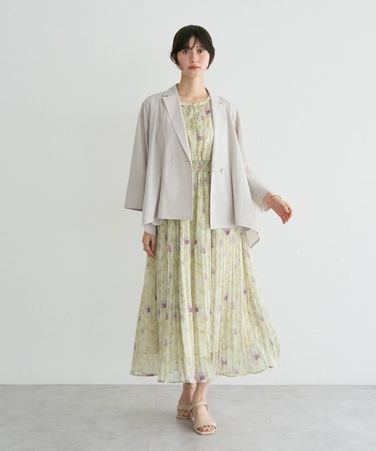 YECCA VECCA「シアー花柄プリーツワンピース」|ワンピース|
