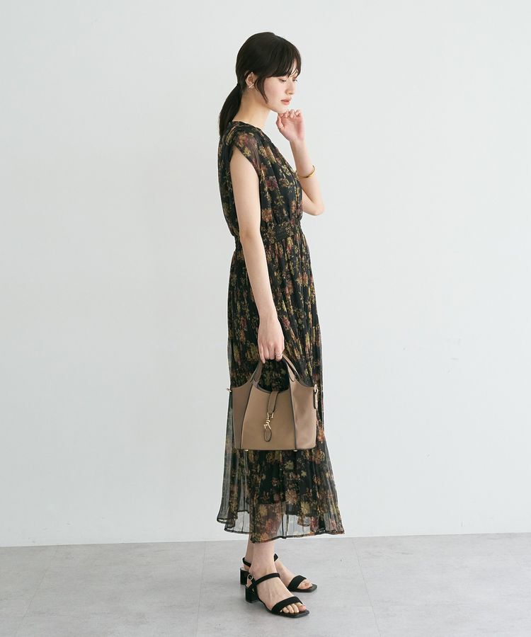 YECCA VECCA「シアー花柄プリーツワンピース」|ワンピース|