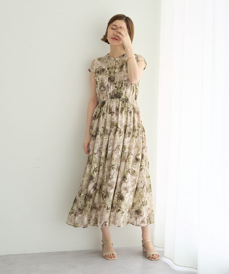 YECCA VECCA「ぼかしフラワー柄ワンピース」|ワンピース|