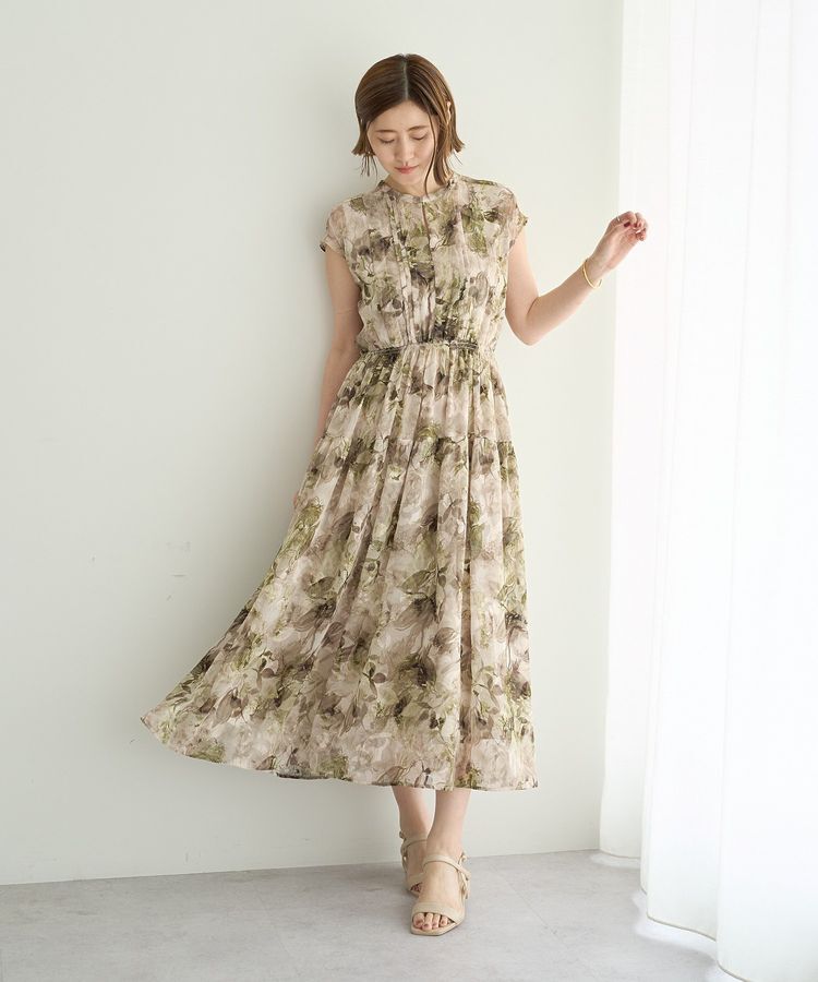 YECCA VECCA「ぼかしフラワー柄ワンピース」|ワンピース|Green