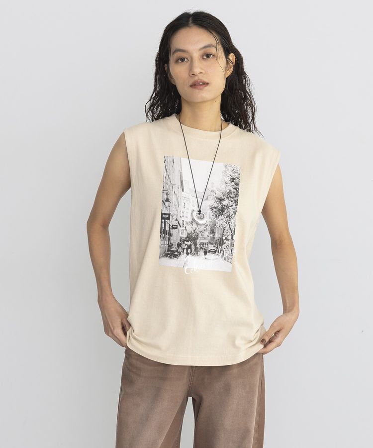 GARAGE OF GOOD CLOTHING「ノースリーブphotoT」|Tシャツ・カットソー|Light beige