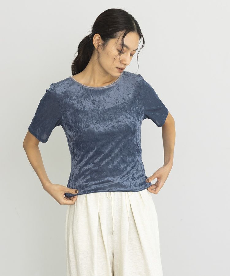 GARAGE OF GOOD CLOTHING「バックオープン配色ベロアプルオーバー」|Tシャツ・カットソー|