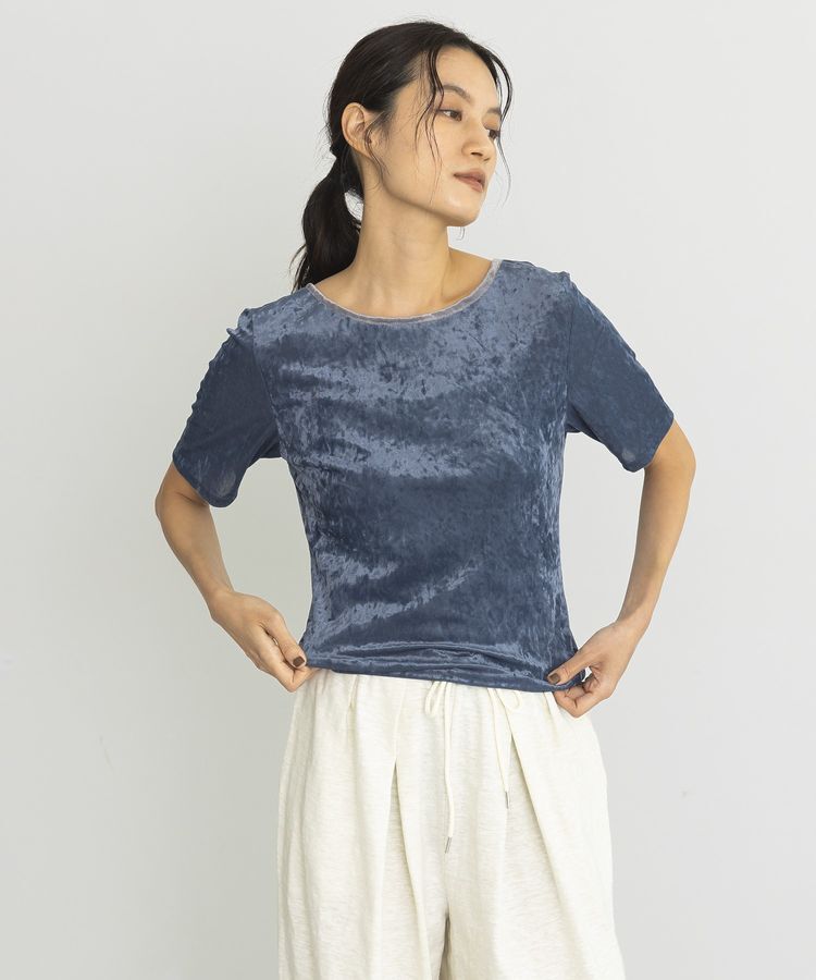 GARAGE OF GOOD CLOTHING「バックオープン配色ベロアプルオーバー」|Tシャツ・カットソー|