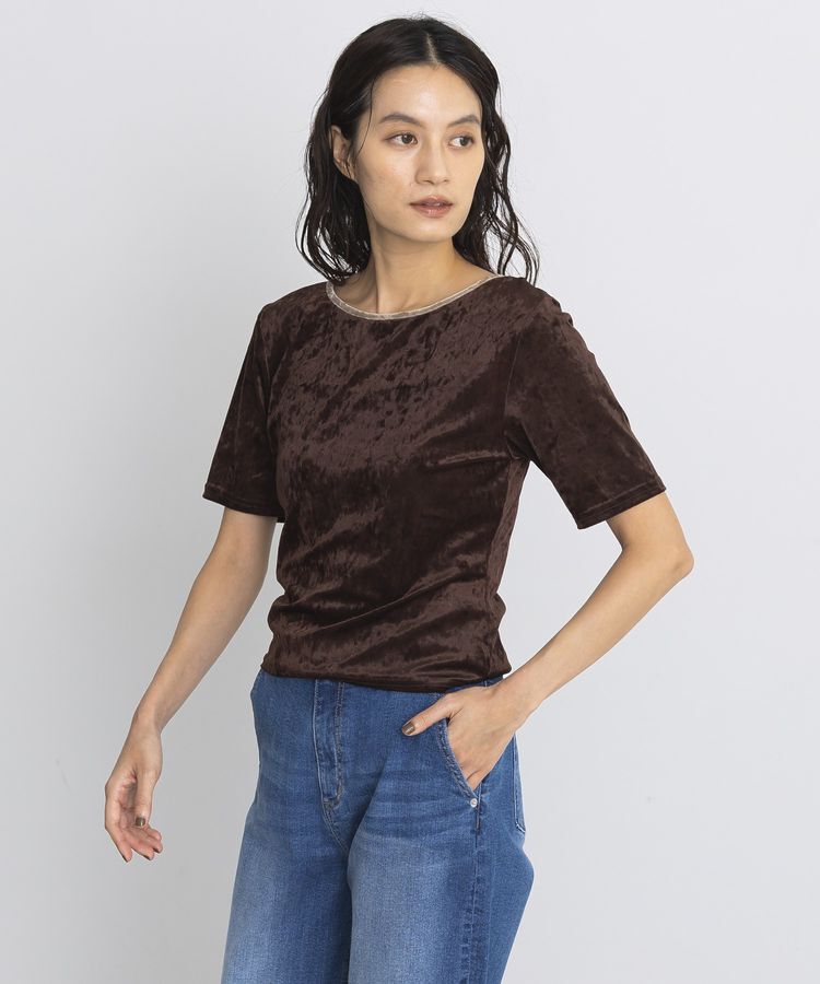GARAGE OF GOOD CLOTHING「バックオープン配色ベロアプルオーバー」|Tシャツ・カットソー|