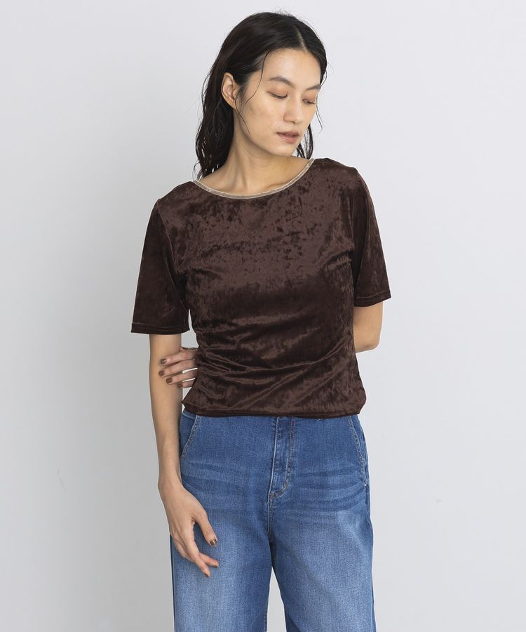 GARAGE OF GOOD CLOTHING「バックオープン配色ベロアプルオーバー」|Tシャツ・カットソー|