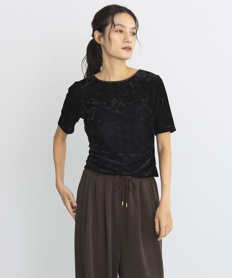 GARAGE OF GOOD CLOTHING「バックオープン配色ベロアプルオーバー」|Tシャツ・カットソー|Black