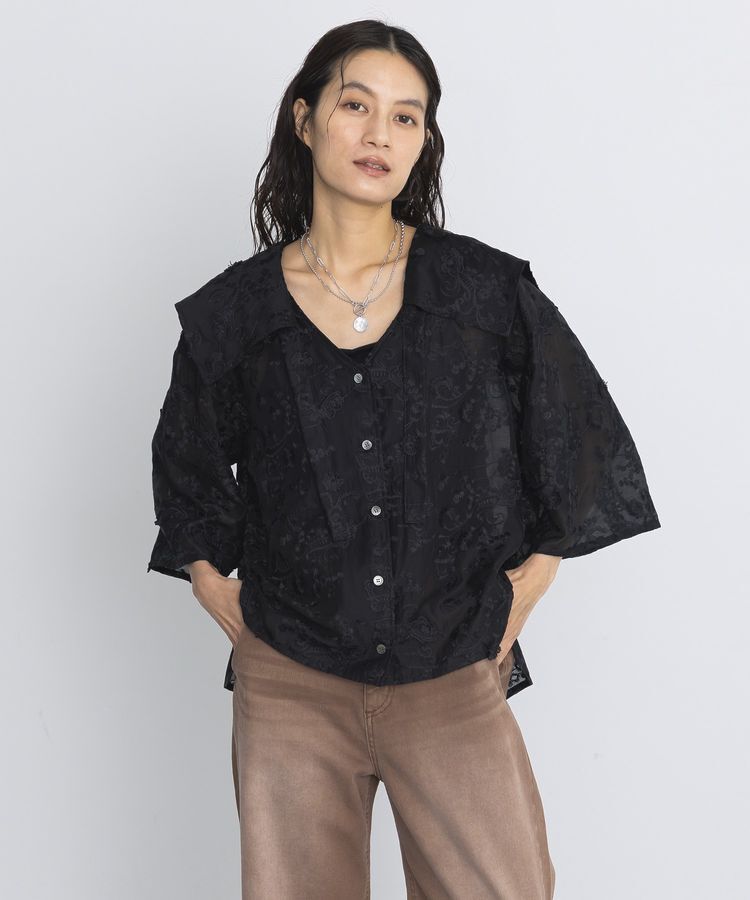 GARAGE OF GOOD CLOTHING「レースセーラー襟ブラウス」|シャツ・ブラウス|Black