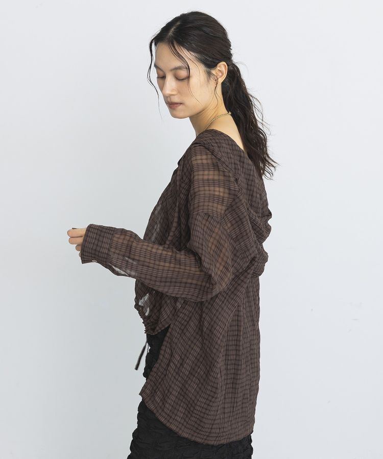 GARAGE OF GOOD CLOTHING「シアーチェックフード付きブラウス」|シャツ・ブラウス|