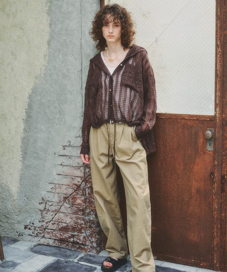 GARAGE OF GOOD CLOTHING「シアーチェックフード付きブラウス」|シャツ・ブラウス|