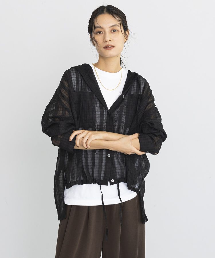 GARAGE OF GOOD CLOTHING「シアーチェックフード付きブラウス」|シャツ・ブラウス|