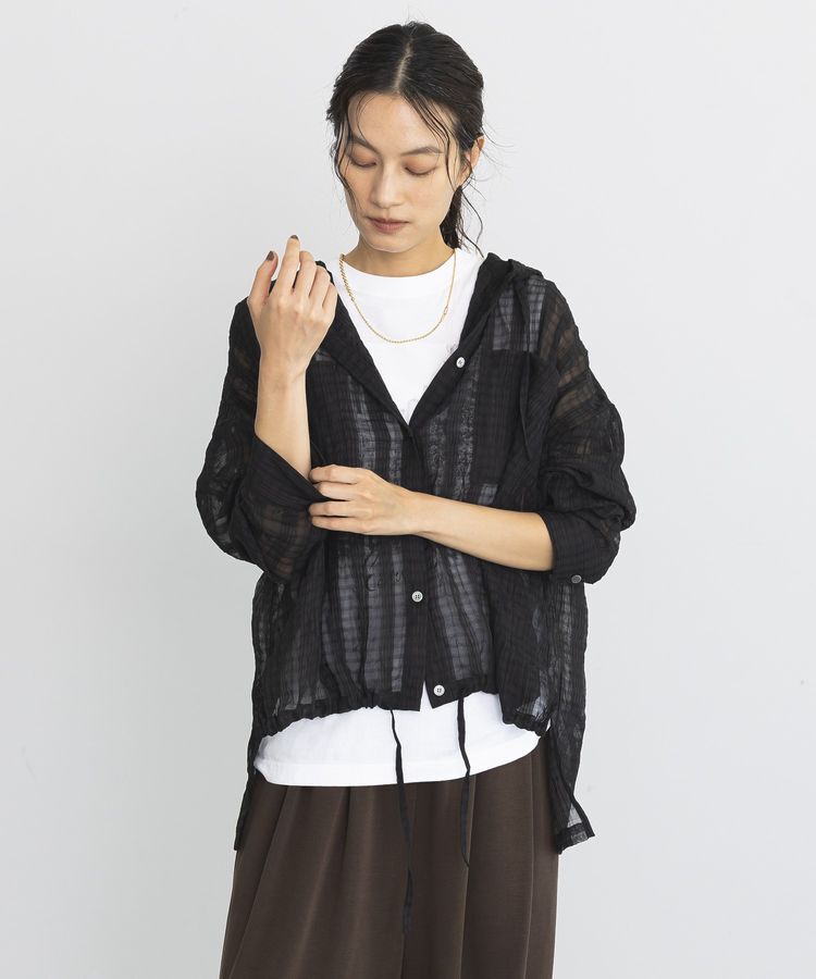 GARAGE OF GOOD CLOTHING「シアーチェックフード付きブラウス」|シャツ・ブラウス|