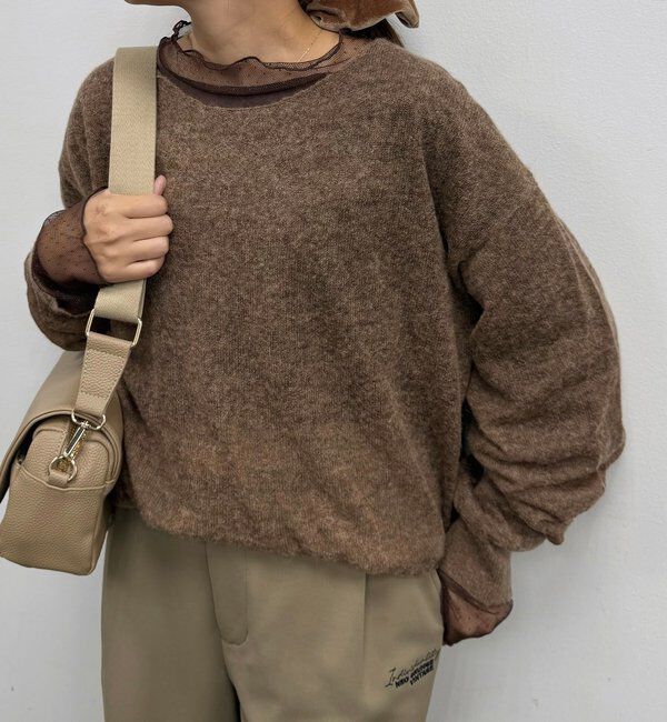  「モヘア混ニットプルオーバー」|ニット・セーター|ブラウン