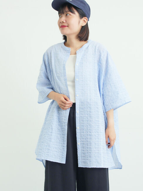 Samansa Mos2「【接触冷感】綿Pu混ゆるチュニック」|シャツ・ブラウス|