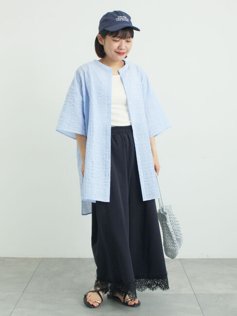 Samansa Mos2「【接触冷感】綿Pu混ゆるチュニック」|シャツ・ブラウス|