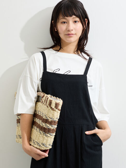 Samansa Mos2「バイオ加工ロゴプリントワイドTシャツ」|Tシャツ・カットソー|オフホワイト