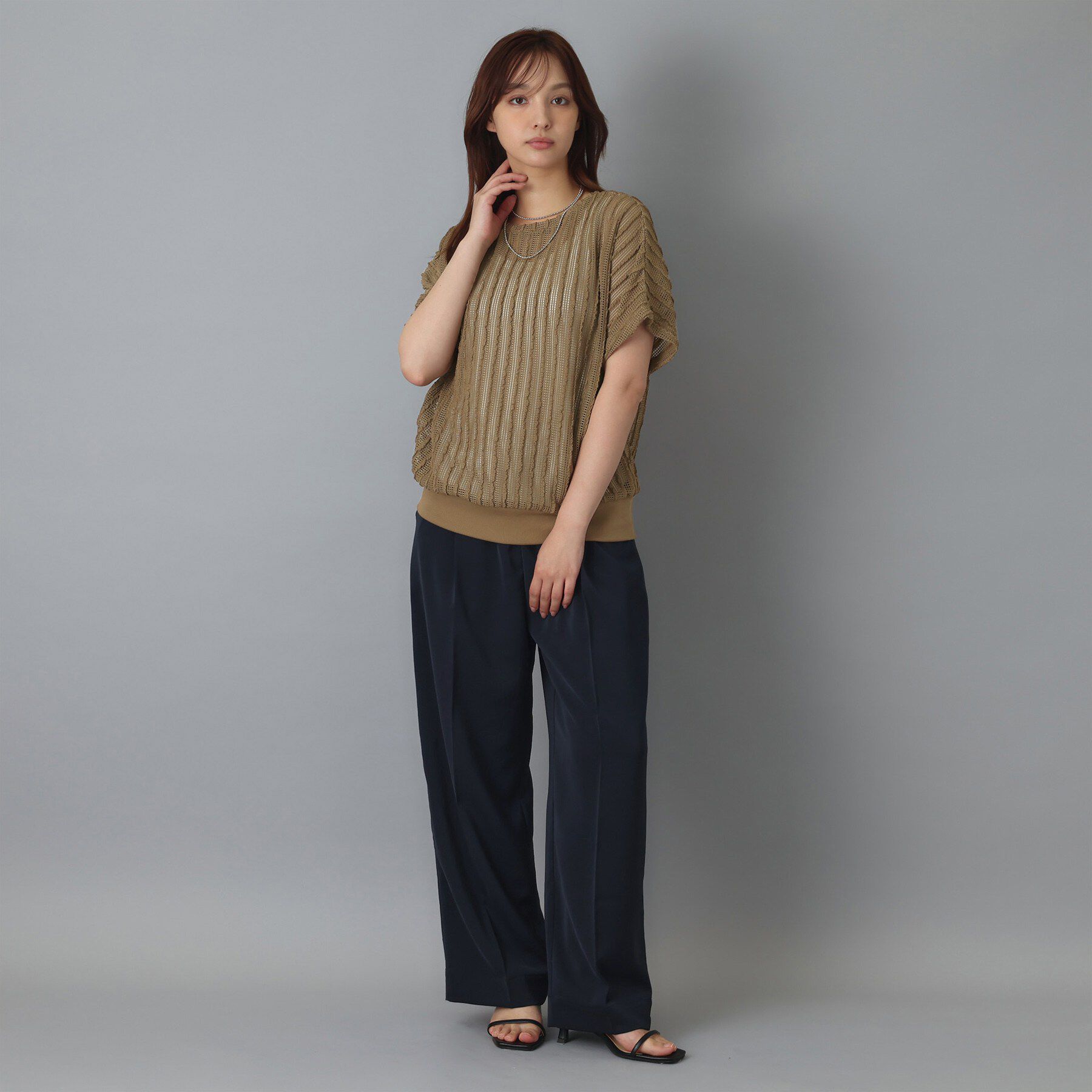DRESSTERIOR「【体型カバー/日除け】ドルマンスリーブ シアーメッシュプルオーバー」|Tシャツ・カットソー|