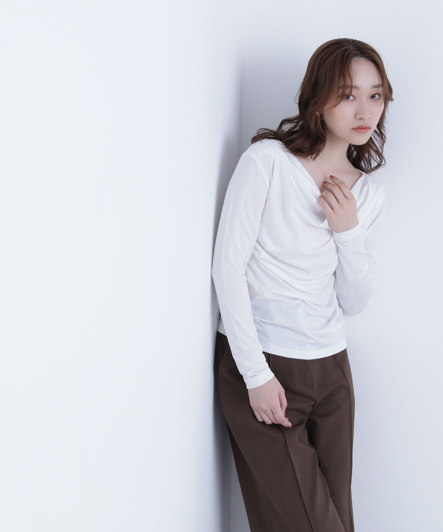  「ドレープネックカットソー」|Tシャツ・カットソー|