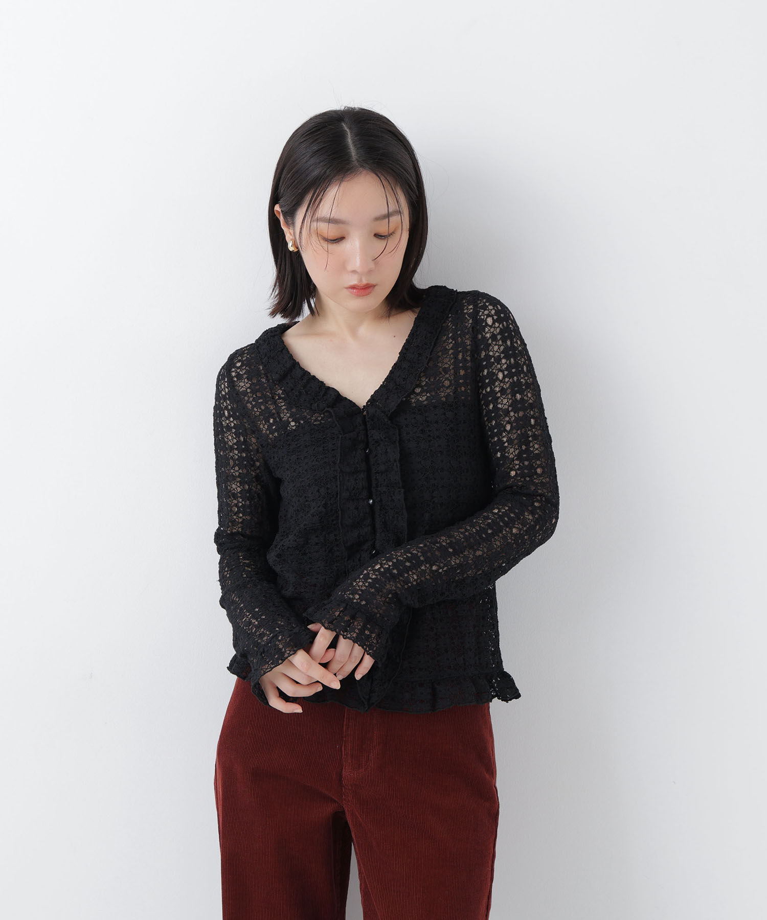  「＜天神地下街・mix.tokyo 限定カラー：ブルー＞シアーレースカーディガン」|Tシャツ・カットソー|
