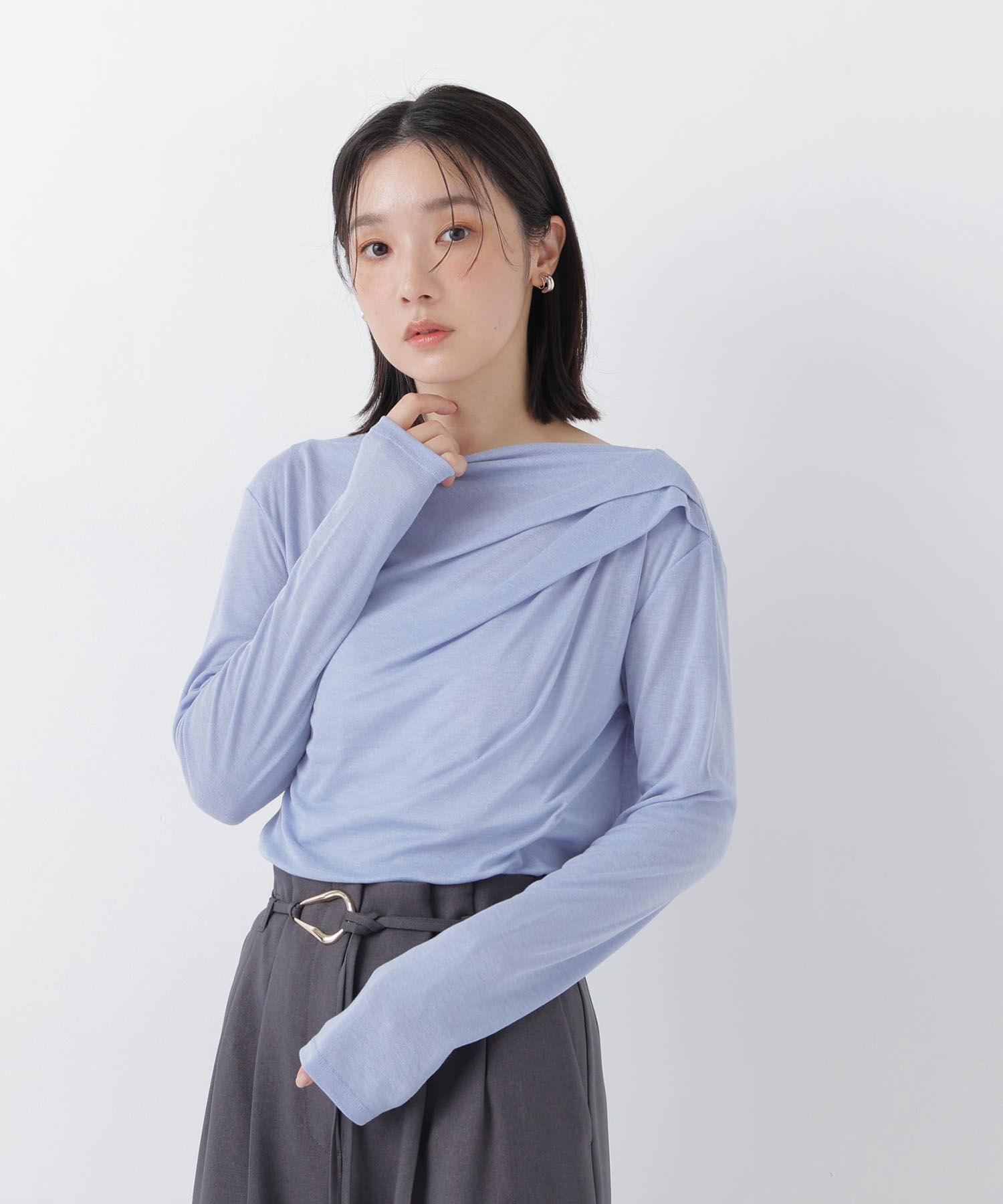  「肩タックシアーカットソー」|Tシャツ・カットソー|ブルー